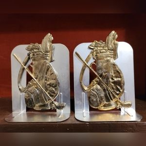 Book Ends Gold Silver Golf Bookends Vintage